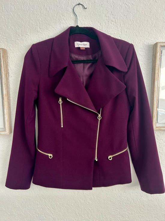 Calvin Klein Jackets & Blazers - Calvin Klein Women's Deep Plum w/ Gold Zipper accent